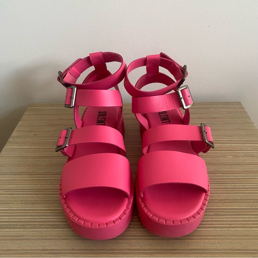 Like New Anthropologie Silent D Friand Gladiator Platform Sandals Shoes Pink 8.5 - Picture 2 of 9